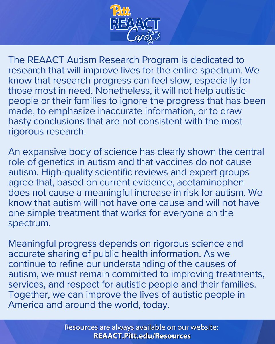 Pitt REAACT: An NIH Autism Center of Excellence tweet media