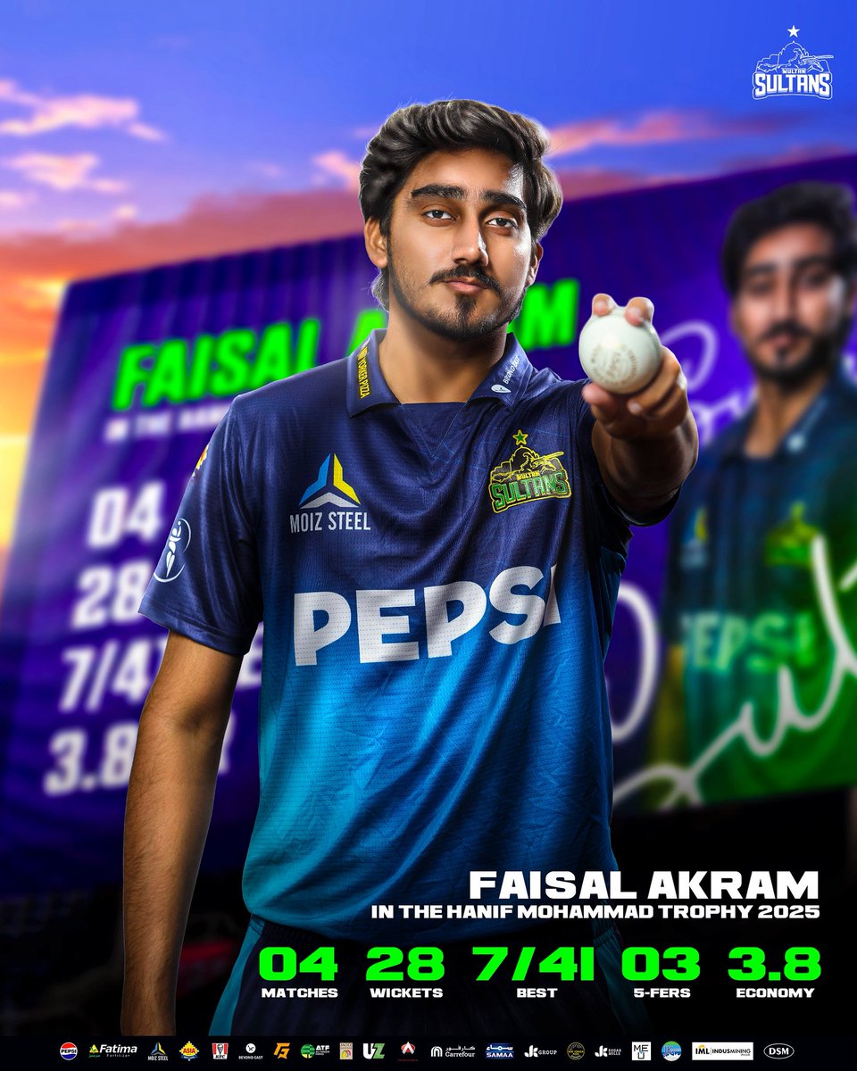 𝗙𝗔𝗡𝗧𝗔𝗕𝗨𝗟𝗢𝗨𝗦 𝗙𝗥𝗢𝗠 𝗙𝗔𝗜𝗦𝗔𝗟 🫡

Sultan Faisal Akram stunned the batters in the Hanif Mohammad Trophy with his crafty spin, claiming 28 wickets and delivering pure magic. 🌀🪄