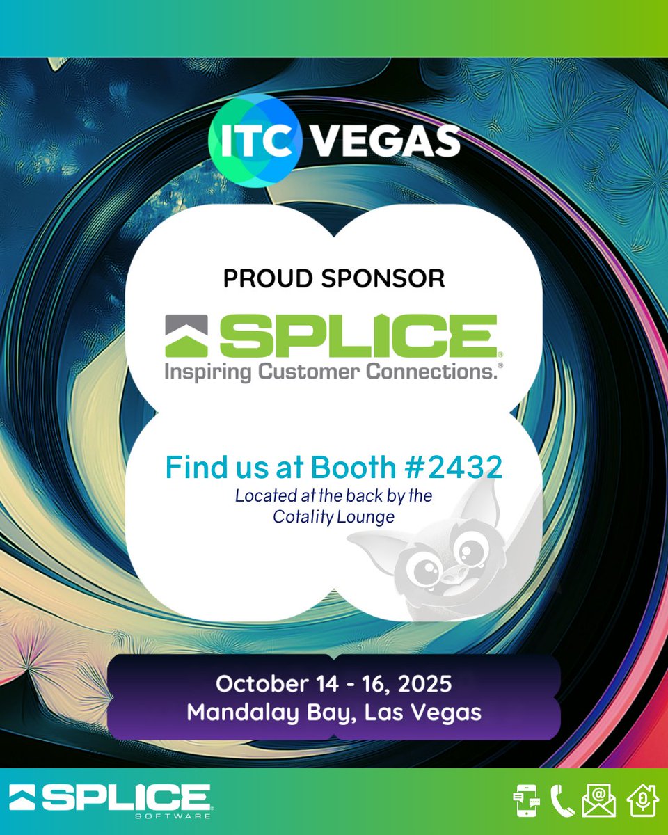 SPLICESoftware's tweet image. We&apos;re always amazed by how much technology is shaping the insurance landscape. Let&apos;s explore A Wonderland of Possibilities together at ITC Vegas - Find us at booth 2432!

Schedule an in-person meeting with us: hubs.la/Q03L5QxP0

#ITCVegas #BecauseofITC #BeatricetheBat