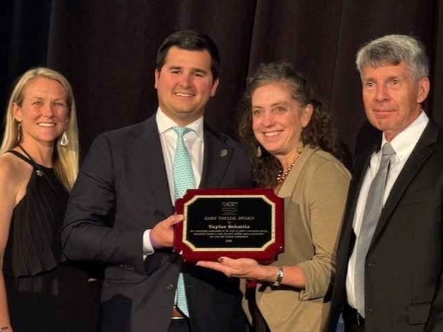 CSF's Sr VP, Taylor Schmitz received the Gary Taylor Award by AFWA this week. Congrats Taylor on this well-deserved recognition! Pictured (left to right): Kelly Straka, MN DNR, Taylor Schmitz (CSF), Judy Camuso, ME Dept of Inland Fisheries &amp; Wildlife, and Mark Tisa, MassWildlife.