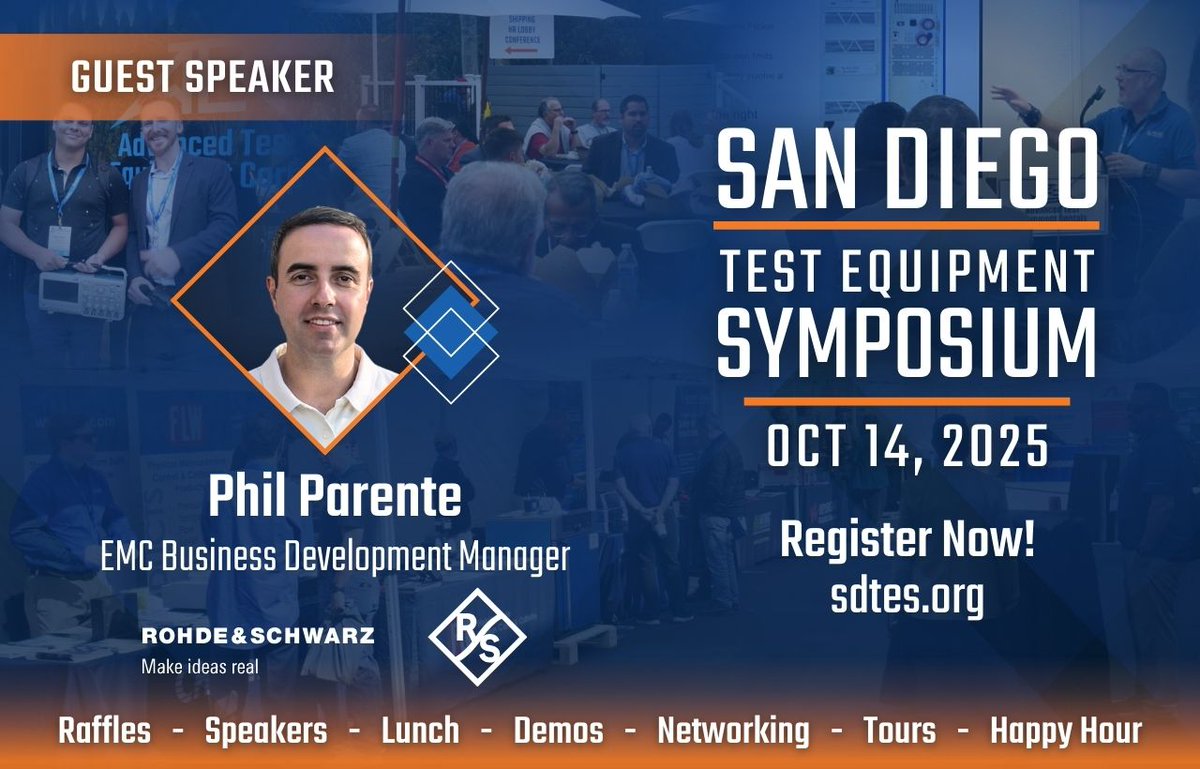 ATECorp's tweet image. 📡 San Diego Test Equipment Symposium
🔑 Key Updates to MIL-STD-461H and the Impacts on EMI Testing
🚀 Stay ahead in compliance testing — register free today! 🔗 sdtes.org
#Engineering #TestEquipment #EngineeringCommunity #SanDiego #TestandMeasurement