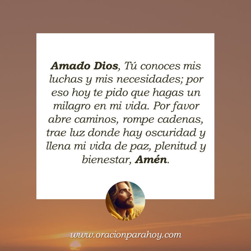OracionParaHoy's tweet photo. TODO AQUEL QUE HAGA ESTA ORACIÓN VIVIRÁ UN MILAGRO: Señor, hoy abro las puertas de mi vida para que entres y obres con tu sabiduría. Por favor, haz que lo imposible se haga posible y guíame hacia ese milagro que tanto anhelo.

Mira este video en: https://t.co/c0RYYm8kLR ✨