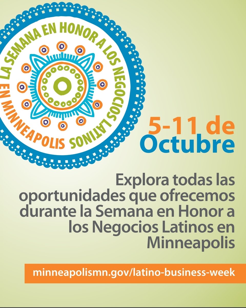 ✨ Latino Business Week is back! ✨
Catch a sneak peek on “Mi Ciudad” @ La Raza Radio (95.7 FM / 1400 AM) Tues 9/30, 3–4 p.m.
Find more #LatinoBusinessWeek details at minneapolismn.gov/latino-busines…