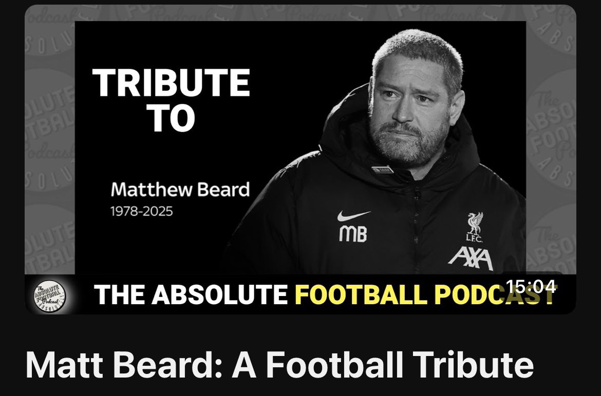 Absolute Football Podcast (@absoluteballpod) on Twitter photo A Tribute to Matt Beard 🫶
<a href="/antony_waterson/">ant waterson</a> <a href="/paulwradio/">Paul Wheeler</a> & <a href="/dannybrothers/">Danny Brothers</a> speak from the heart and passionately about a great football man who will be sorely missed.
Matt Beard: A Football Tribute
youtu.be/yayZz5F8Q-U
#mattbeard | #womensfootball | #liverpoolwomen | #woso A Tribute to Matt Beard 🫶
<a href="/antony_waterson/">ant waterson</a> <a href="/paulwradio/">Paul Wheeler</a> & <a href="/dannybrothers/">Danny Brothers</a> speak from the heart and passionately about a great football man who will be sorely missed.
Matt Beard: A Football Tribute
youtu.be/yayZz5F8Q-U
#mattbeard | #womensfootball | #liverpoolwomen | #woso