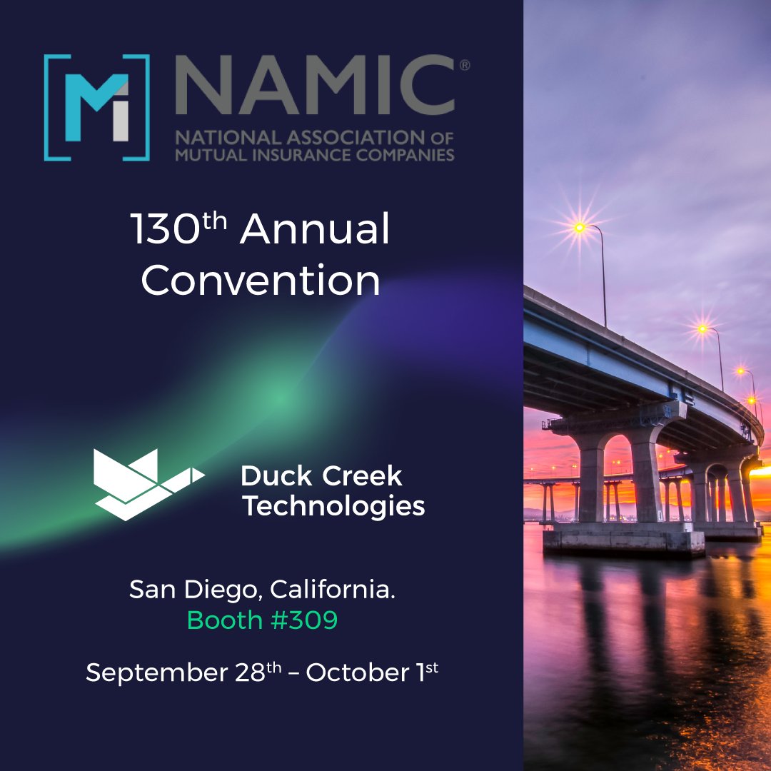 Duck Creek Technologies is proud to sponsor NAMIC’s Annual Convention next week!☀️

✨Recharge, network, and explore in the Duck Creek Lounge at Booth #309—your spot to relax and dive into how AI is transforming P&amp;C insurance.  

🚀 Let’s talk about what’s next.
