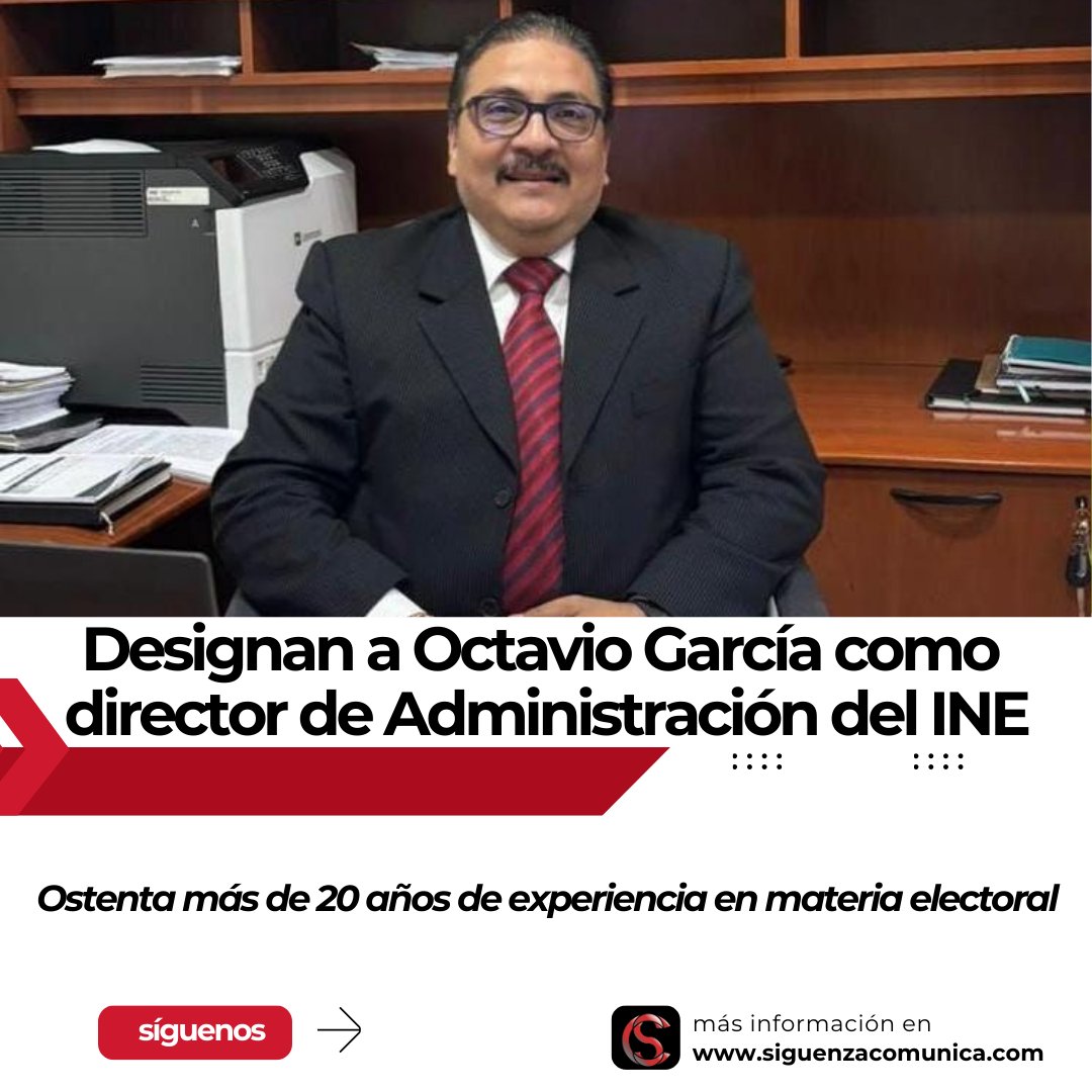 El abogado veracruzano, Jesús Octavio García González, será el nuevo Director Ejecutivo de Administración del Instituto Nacional Electoral (INE), tras la designación realizada por la Presidenta de este órgano, Guadalupe Taddei Zavala.

siguenzacomunica.com/designan-al-ve…