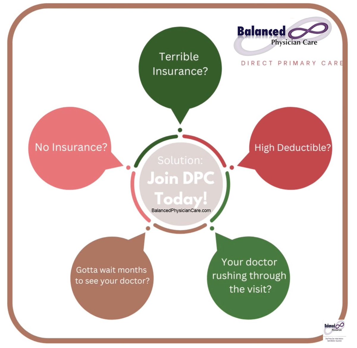 Balanced Physician Care (@bpcjax) on Twitter photo 💡 Tired of dealing with the frustrations of healthcare?
❌ High deductibles
❌ Long waits to see your doctor
❌ Rushed visits
❌ No insurance or terrible coverage
There’s a better way ➝ Direct Primary Care (DPC)!
With Balanced Physician Care, you get personal, affordable, and 💡 Tired of dealing with the frustrations of healthcare?
❌ High deductibles
❌ Long waits to see your doctor
❌ Rushed visits
❌ No insurance or terrible coverage
There’s a better way ➝ Direct Primary Care (DPC)!
With Balanced Physician Care, you get personal, affordable, and