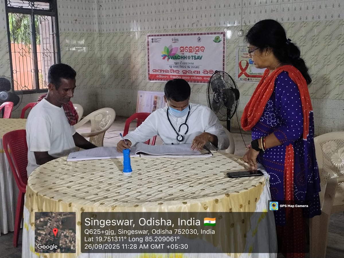 As a part of "Swachhta Hi Seva Campaign 2025" a health camp namely " Safai Mitra Surakshya Shivir" has been organized among  sanitation workers, Swachh karmis, Swachh sathi &amp; NAC office staffs for health checkup at Kalyan Mandap, Balugaon.
<a href="/DUDA_Khordha/">District Urban Developement Agency, Khordha</a> <a href="/DMKhordha/">District Magistrate Khordha</a> <a href="/MoJSDDWS/">Department of Drinking Water & Sanitation (#DDWS)</a>