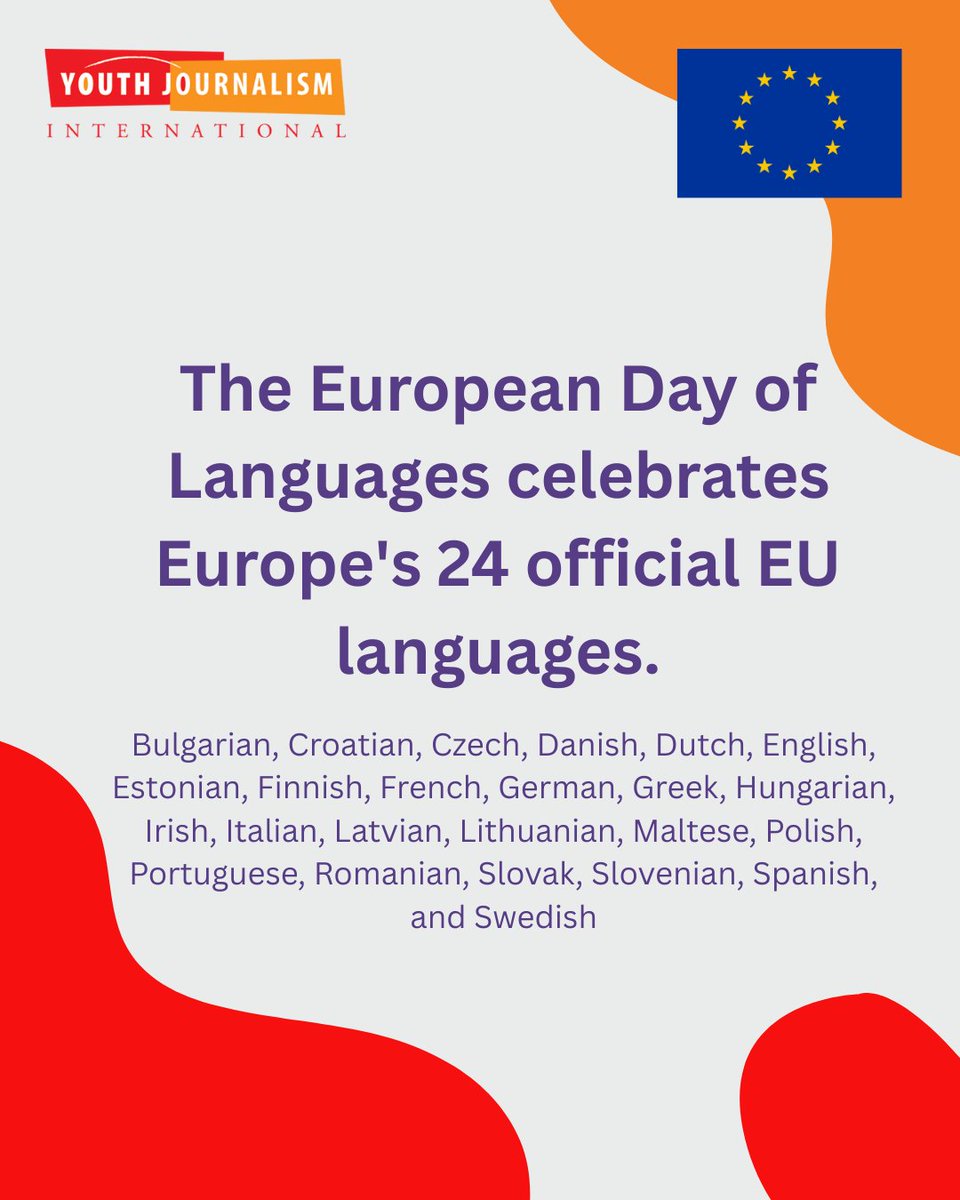 🇪🇺 ✨ Join us in celebrating the diversity of languages on the European Day of Languages, September 26, 2025, with Youth Journalism International!

❤️ Help YJI by donating at helpyji.org
------------------------------------
#EuropeanDayofLanguages