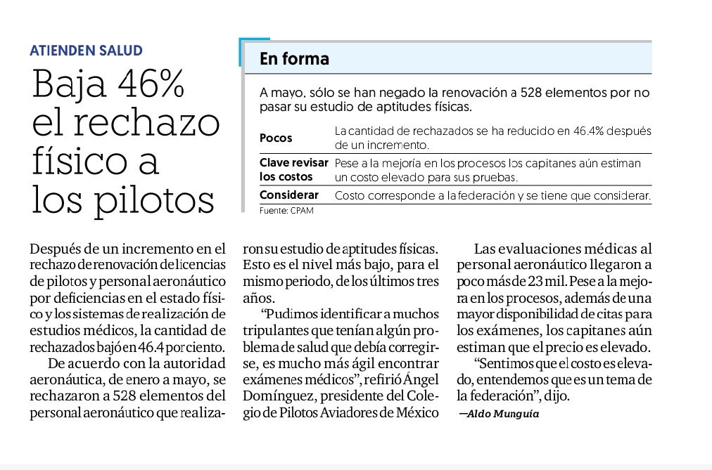 Aunque hayan bajado casi al 50% los rechazados a los exámenes médicos, me parecen muchos pilotos en malas condiciones, ¿pues que hacen? ¡inviten!
<a href="/ElFinanciero_Mx/">El Financiero</a>
