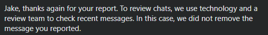 Not a good look <a href="/Meta/">Meta</a> . A random account sends out a bunch of mass spam messages to hundreds of people advertising what appears to be trafficked young women, and this is the response to it being reported.