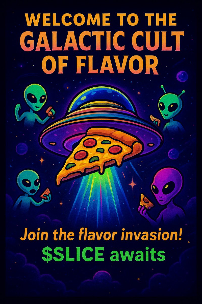 Davanasgaming's tweet photo. ๐๐ Join the Galactic Cult of Flavor!
Your slice of the universe is waitingโฆ ๐ฝโจ
Hop on our Telegram: https://t.co/a2WuK8IoDV
Letโs explore the cosmos of flavor together! ๐๐ซ
#SLICEUFO #UFOslice #GalacticFlavor #CryptoPizza #NFTCommunity #CryptoFun #JoinTheCult #PizzaLovers #AlienVibes #Web3