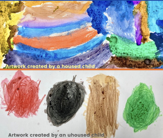 Real examples: housed vs unhoused children's artwork.