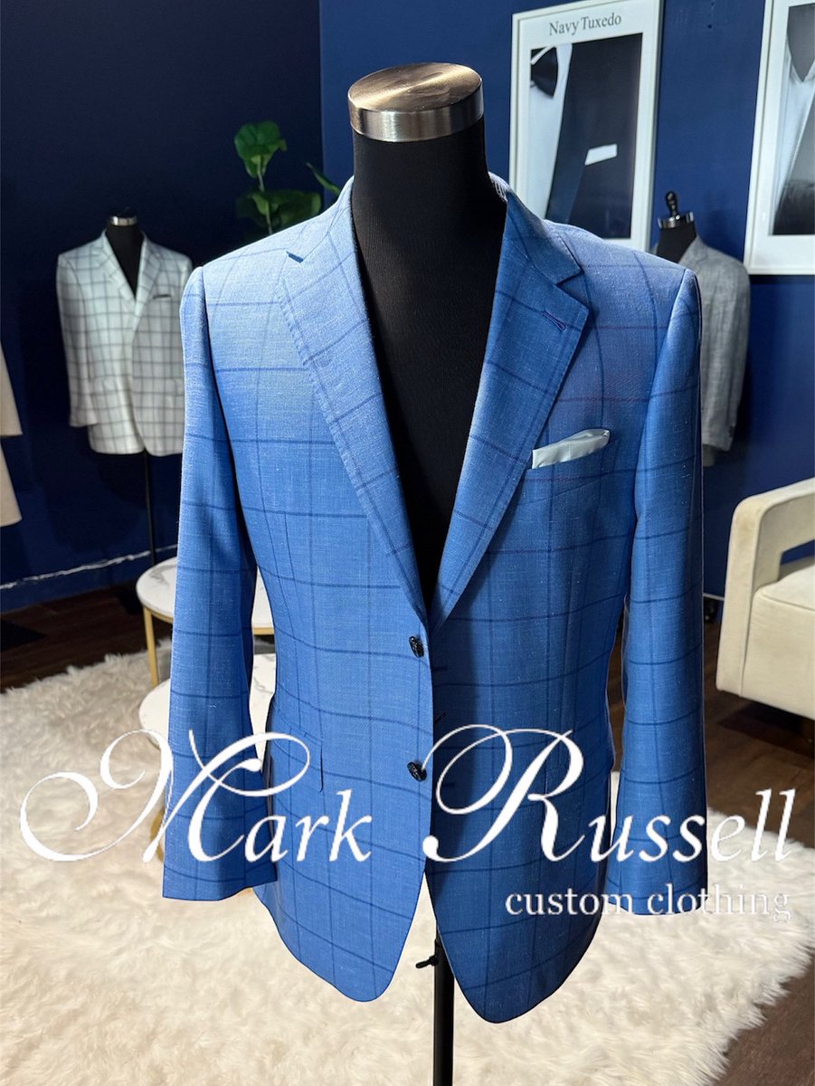 Mark Russell Custom blue windowpane jacket