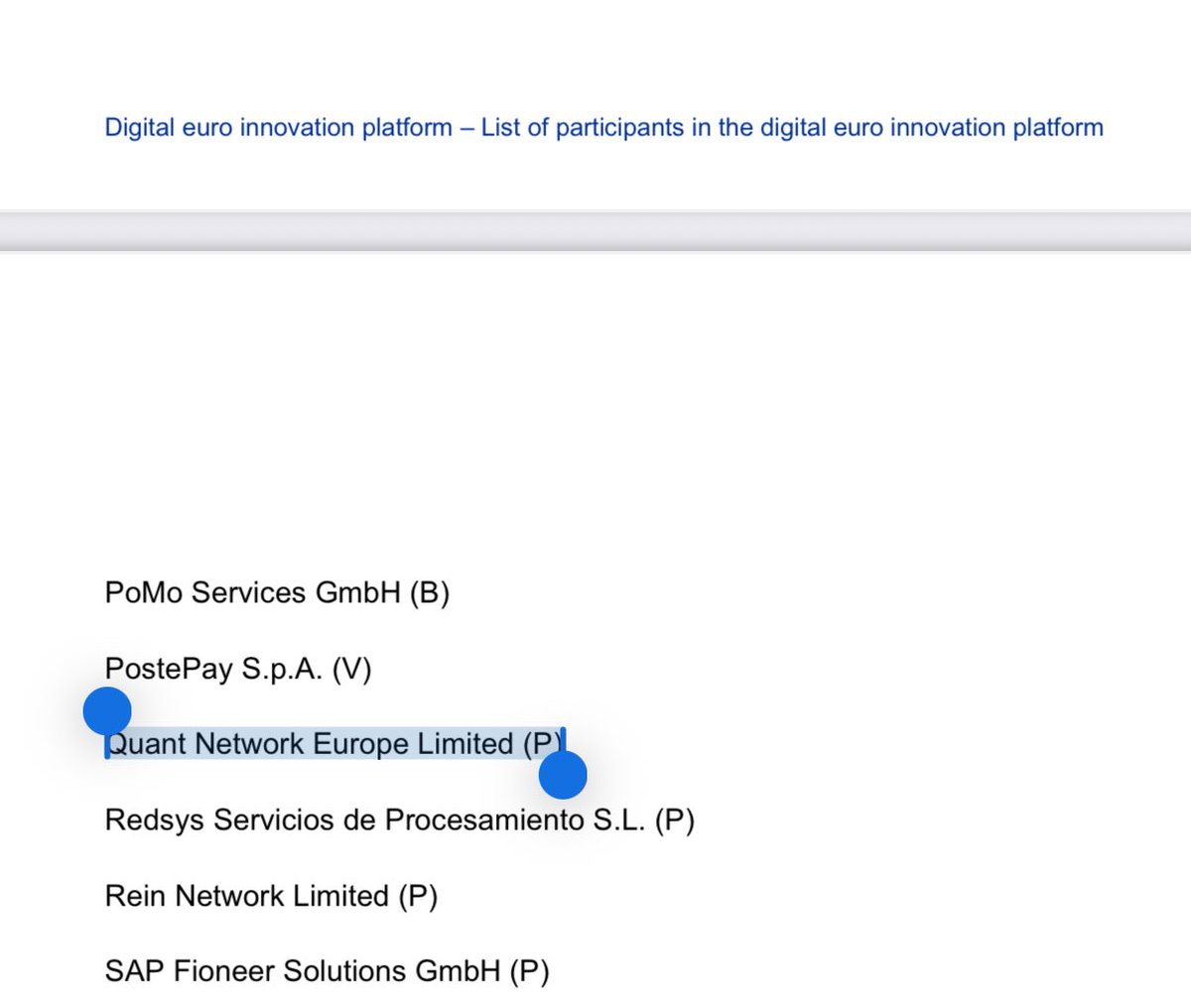 Brooo, the European Central Bank (27 central banks 🏦) just released an update on phase 1 of Digital Euro Platform and $QNT played an essential role

First of all, its moving to the next phase and Quant $QNT is named✅✅

But found something insanely bullish 👇🏻

1/2