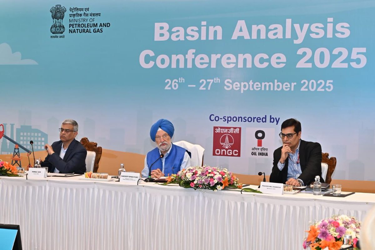 HardeepSPuri's tweet photo. India sits at the heart of the global energy equation as the world’s 3rd largest energy consumer, 3rd largest crude importer, and 4th largest refiner.
With ~651.8 MMT of recoverable crude oil and 1,138.6 BCM of recoverable natural gas, India is poised to unlock hidden energy opportunities.
India is not merely a consumer which will account for 25% of the increase in the global energy demand in the next two decades, but with the launch of Samudra Manthan - National Deepwater Mission by PM Sh @narendramodi Ji, it is also determined to enhance self-reliance in exploration and production. 

India is committed to large-scale investments, fiscal incentives, and policy simplification to catalyse upstream activity. The last decade has seen bold reforms transitioning from NELP to HELP, from ‘production sharing’ regime to ‘revenue sharing’ regime, launching OALP rounds (OALP Round X was the single largest bid round with acreage offered ~1.92 lakh sq km), opening 99% of offshore “No-Go” areas, and creating the digital NDR.

At the heart of this journey are our service industries from seismic and drilling to EPC, equipment, subsea, digital, and environmental services. 
The results of our efforts have been remarkable:-
✅ ₹1.4 lakh crore invested in E&P.
✅ 578 wells drilled in FY’25. Highest by ONGC in 35 years.
✅ Over 5,000 exploratory and development wells, including robust offshore programs.
✅ National Seismic Programme and Mission Anveshan acquired over 67,000 LKM of 2D seismic data, now stored in the world-class NDR.
✅ Offshore fabrication has scaled, with platforms, subsea pipelines, and process modules delivered in domestic yards, including the first fully India- owned FPSO. Technology adoption from digital oilfields, IoT, AI-driven analytics, and advanced completions has moved from pilots to mainstream.

India is no longer just a consumer market; it is a global execution hub for upstream projects.
The bigger picture is about capacity, opportunity, and resilience. 
Between 2025-2035, India will see 2,000+ exploration wells, large-scale EOR, and deepwater projects, creating a USD 100 billion market for rigs, subsea, EPC, digital, and environmental services.
India is where the future of energy is.
@PMOIndia @PetroleumMin @PIB_India @IndianOilcl
@BPCLimited @HPCL @gailindia @EngineersIND
@ONGC_ @OilIndiaLimited @ongcvideshltd
@PetronetLNGLtd @IGLConnect @PIBMumbai