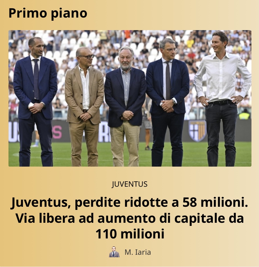 ZZiliani's tweet photo. Come dicevo nel mio articolo di oggi, applausi a scena aperta per la Juventus che chiude l'ultimo bilancio con "soli" 58,1 milioni di perdite, delibera un aumento di capitale di "soli" 110 milioni ed emette un bond di "soli" 150 milioni. Virtuosa come non mai. E soprattutto sostenibile.