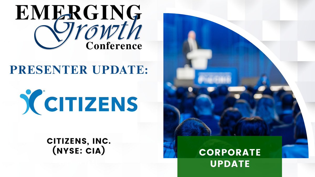 $CIA - Emerging Growth Conference Presenter Update

See the update:
Citizens, Inc. Provides Business Update Highlighting Its Growth and Operations Initiatives
emerginggrowth.com/profile/cia/

To Present on the Emerging Growth Conference:
305-330-1985
Conference@EmergingGrowth.com