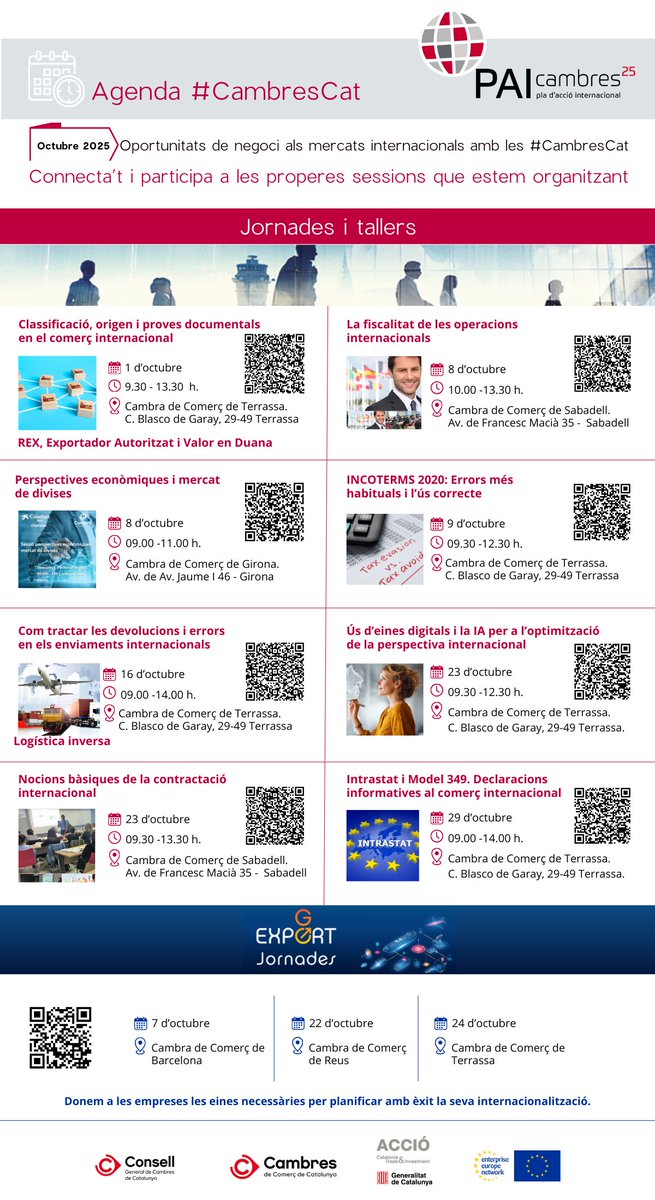 Cambres_Go's tweet photo. 📅 Agenda #CambresCat | Octubre 2025
Oportunitats de negoci i tallers per fer créixer la teva empresa als mercats internacionals 🌍
👇 Descobreix-los al fil!
#Empreses #Exportacions #ComerçInternacional https://t.co/zilY7HoxmT
