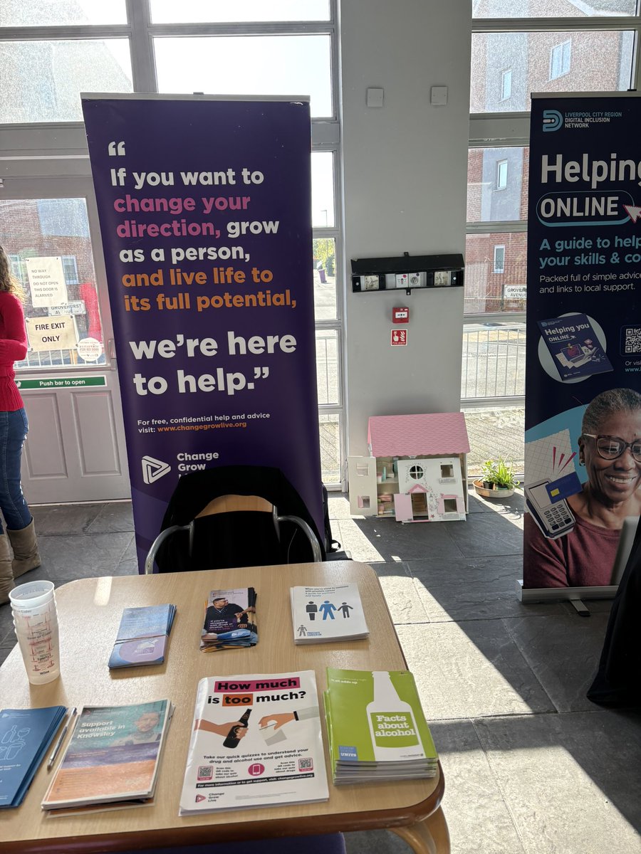 LiveKnowsley's tweet photo. Our community outreach Team attended today’s Dovecot Mac community wellbeing Event 💜 #cgl https://t.co/AxLJ3qwzM2