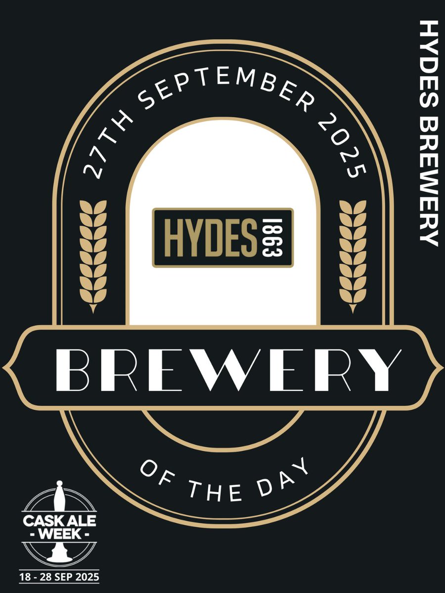 caskmarque's tweet image. 🍻 Cask Ale Week Brewery of the Day – Hydes Brewery 🍻

Our tenth Brewery of the Day for @caskaleweek is @HydesBrewery.

Fantastic work to the Hydes team!

#CaskAleWeek