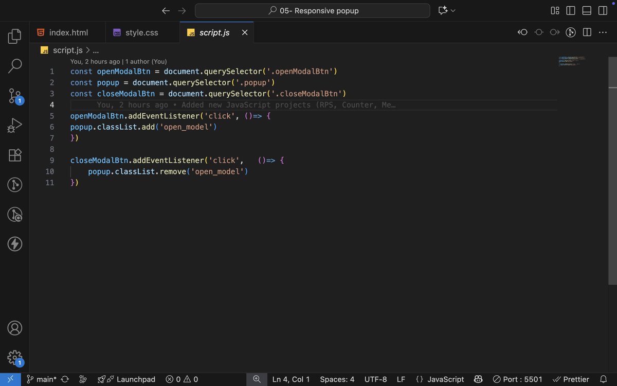 ArashadAhamad10's tweet image. Post2:
Day 138 of #200DaysOfCode
🚀 Built a Responsive Popup Modal
🛠 HTML, CSS & JavaScript
📱 Fully responsive and mobile-friendly
🎯 Features: Open/close with JS toggle
#Frontend #WebDevelopment #HTML #CSS #JavaScript #CodingJourney #WebDev #100DaysOfCode