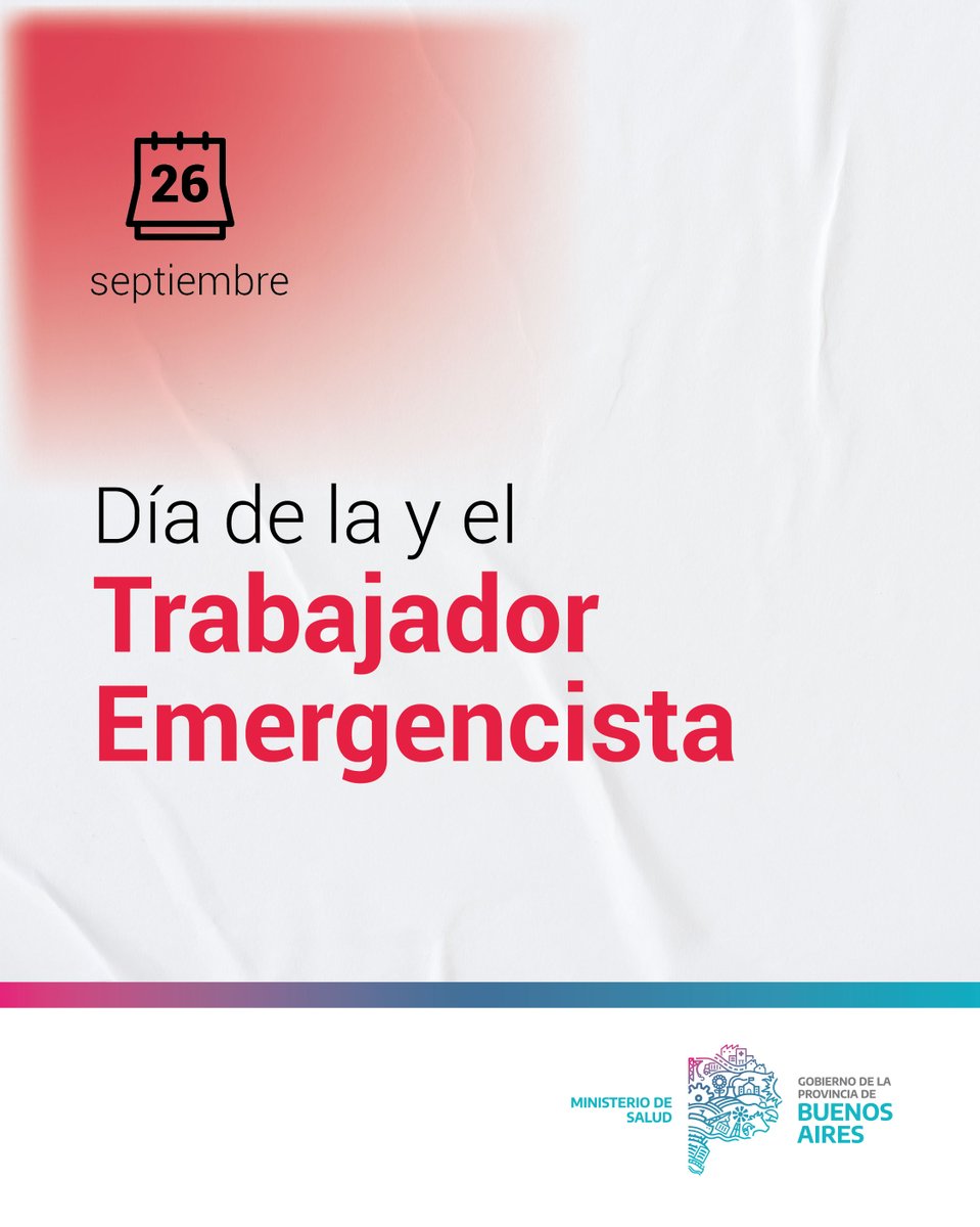 ¡Feliz día a las y los emergencistas de <a href="/BAProvincia/">Gobierno PBA</a>!

Un especial reconocimiento a quienes forman parte del sistema público de salud y que, con entrega, compromiso y profesionalismo, enfrentan cada día situaciones críticas en todo el territorio bonaerense 💪🏼🚑.