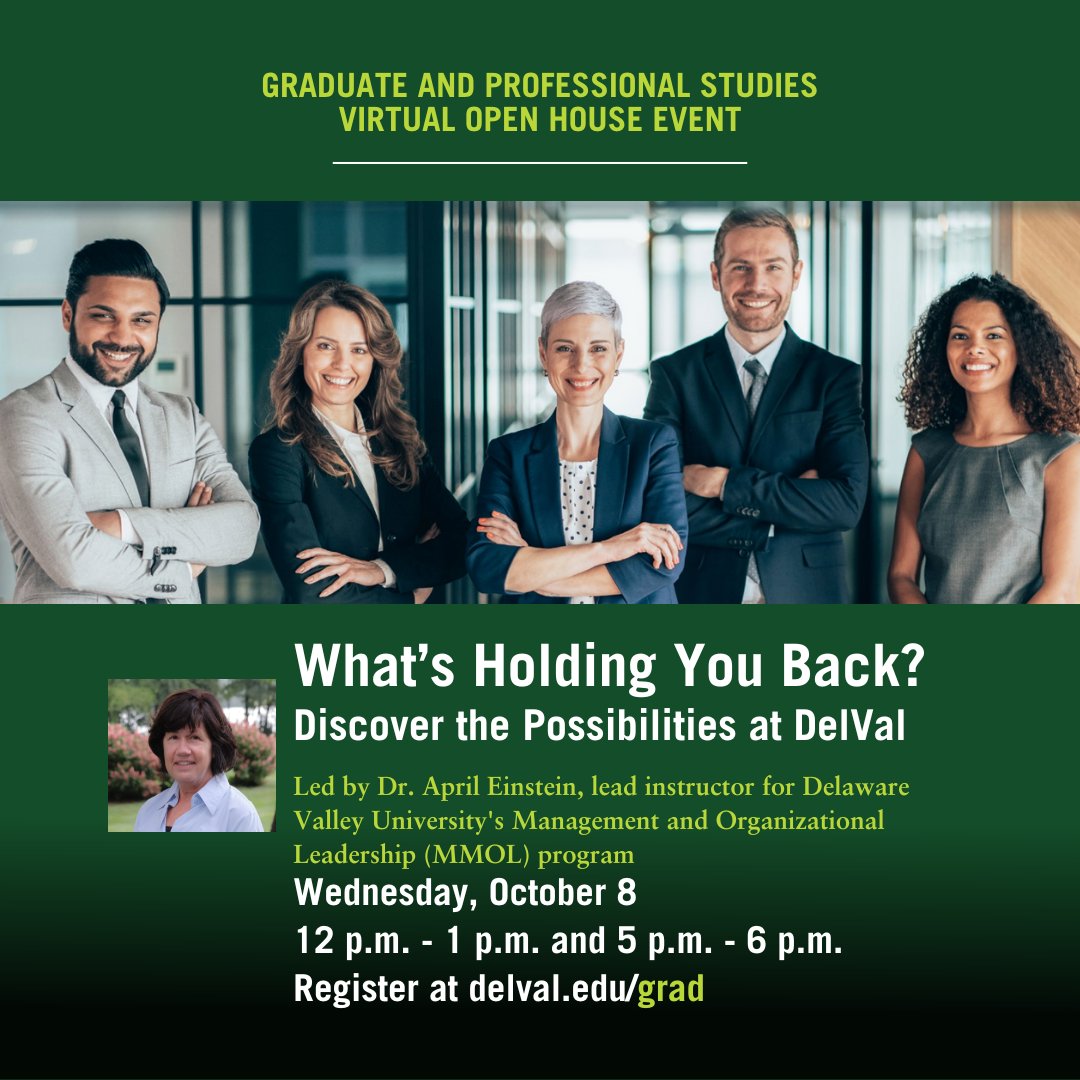 Join us for an interactive session led by current industry expert and instructor, April Einstein, Ph.D., designed to help you identify and overcome common roadblocks to professional growth in a positive and collaborative online session. Register at delval.edu/grad.