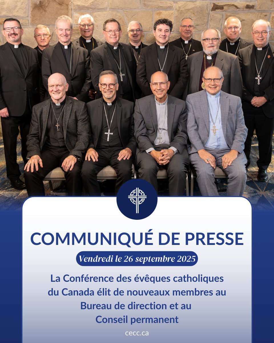 La Conférence des évêques catholiques du Canada élit de nouveaux membres au Bureau de direction et au Conseil permanent

Lisez le communiqué de presse complet ➡️  cecc.ca/communique-de-…

#cecc #cccb