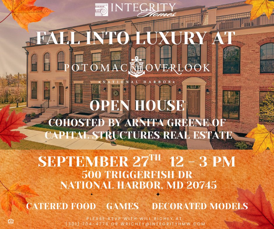 📌 Don't miss out on our Fall into Luxury at Potomac Overlook Open House tomorrow from 12 - 3 pm!

#nationalharbormaryland #marylandopenhouseweekend #marylandbrokers #marylandagentswhosell #marylandrealestate