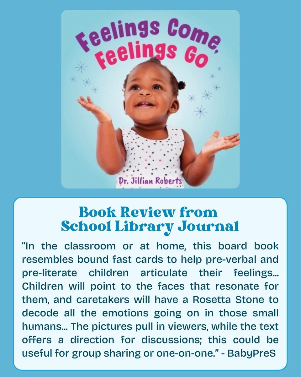 Honoured to received this wonderful review for my new board book “Feelings Come, Feeling Go” from the prestigious School Library Journal, the largest reviewer of children’s and young adult material. Thank you <a href="/sljournal/">SchoolLibraryJournal</a> !😊

#SchoolLibraryJournal #BookReview #EmotionalLiteracy