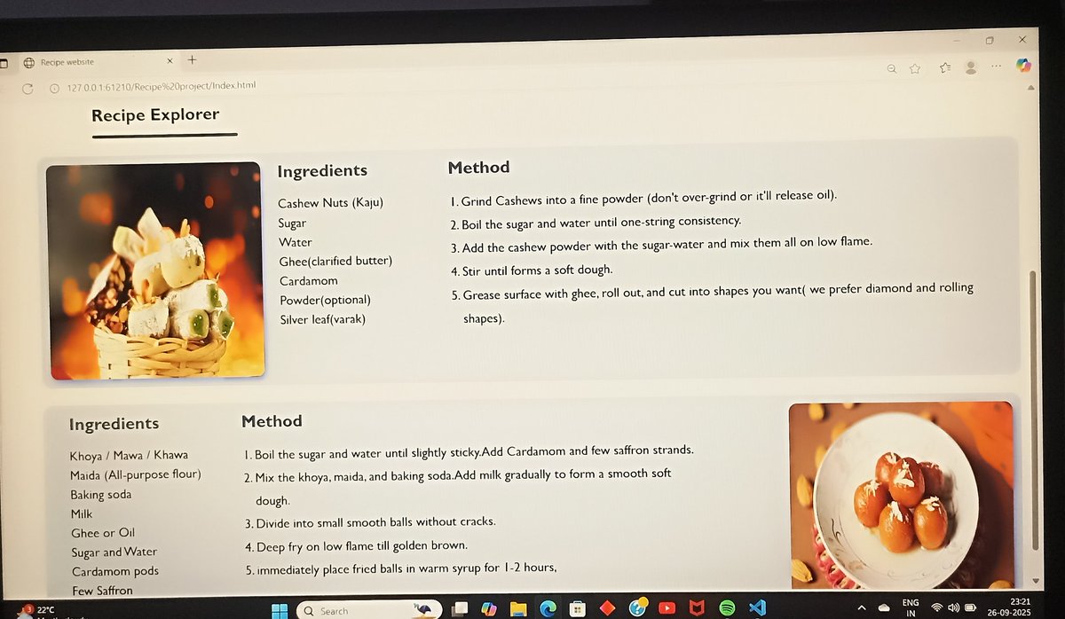 AtharvInTech's tweet image. Hero section for the recipe webpage using HTML and CSS. 
Did I cooked? 
#Developer  #Frontend  #buildinpublic  @CodeHelp4U  @lovebabbar3