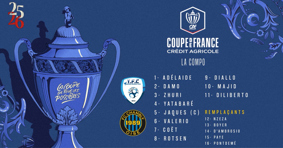 Découvrez la compo du FCCO pour ce 4ème tour de Coupe de France ! #NeRienLâcher