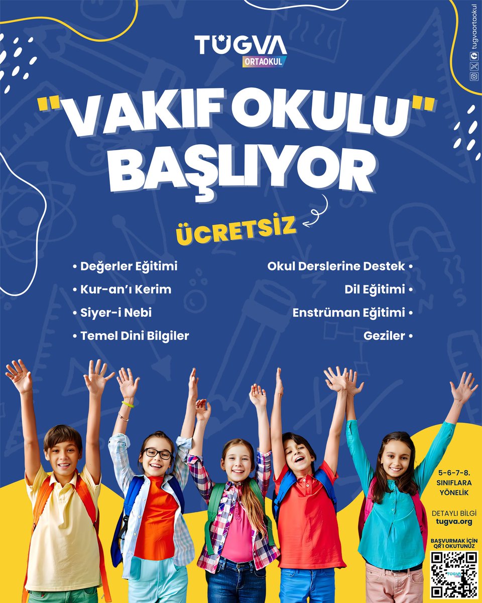 🚀 Heyecanla beklenen an geldi!
🎓 Vakıf Okulu ’25 başlıyor!

🤝 Yeni arkadaşlıklar
📚 Dopdolu eğitimler
🎉 Rengârenk etkinlikler seni bekliyor!

👉 Sen de hemen başvur, bu heyecana ortak ol:
🔗 tugvamarketing.powerappsportals.com/vakifokuluogre…