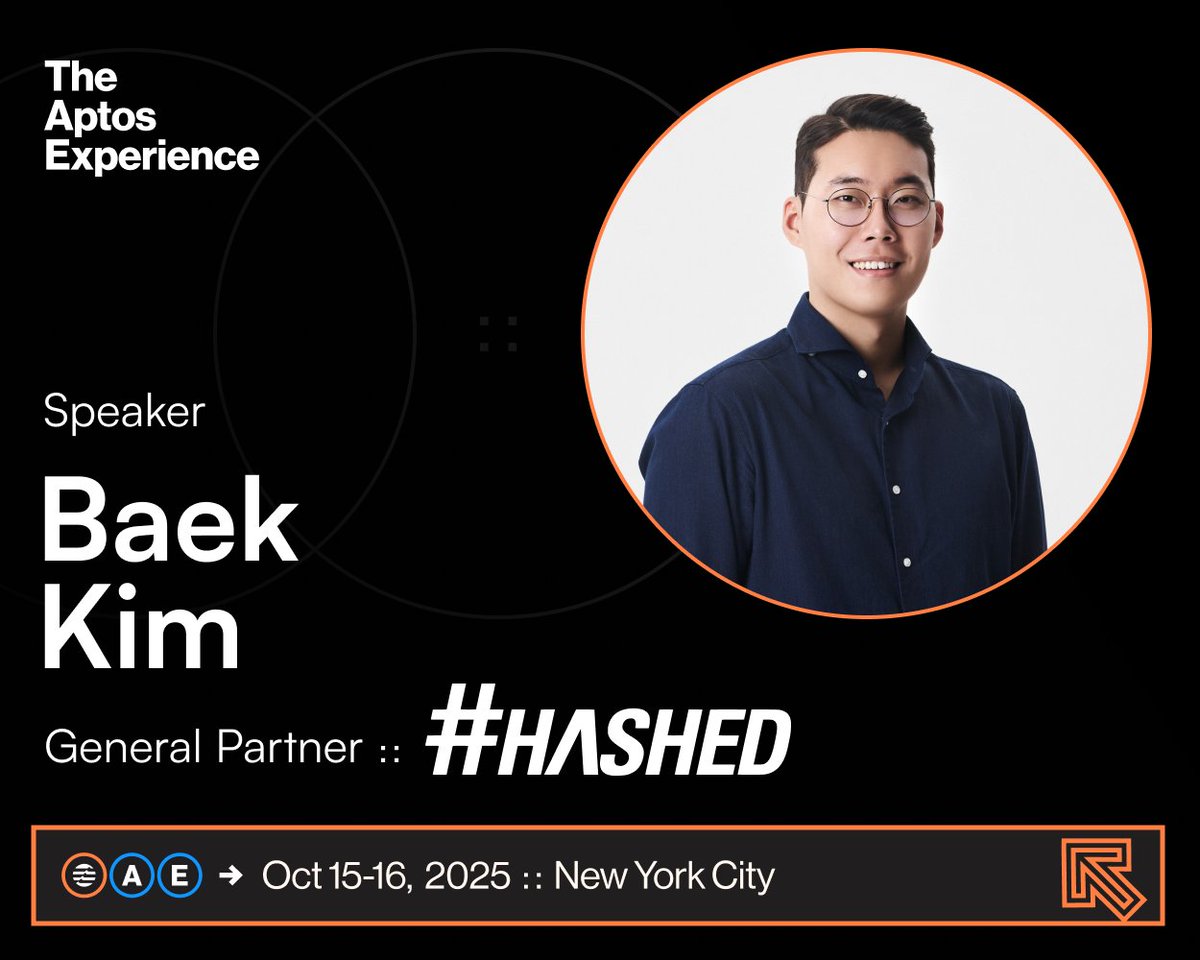 Every internet revolution needs an operating system.

The next one is financial—and for the future of finance, <a href="/baekkyoumkim/">Baek Kim | HASHED</a> and <a href="/hashed_official/">#Hashed</a> are backing the building blocks, from DeFi to infra, powering it all.

Hear Baek's take live at Aptos Experience: NYC 🔊