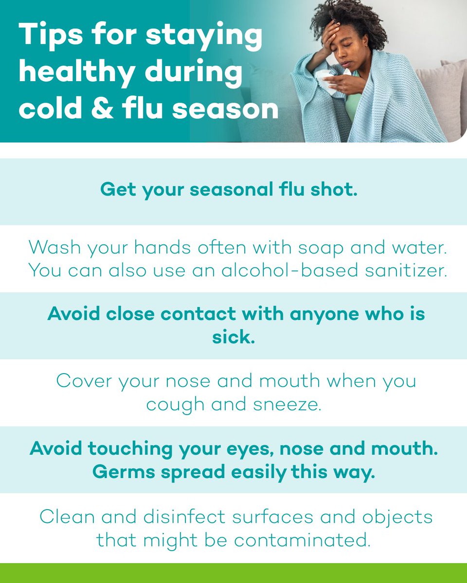It’s that time of the year again – the time when your chances of getting a cold or the flu go up. Luckily, you can reduce your chances of getting very sick by getting the flu shot and following these other helpful tips.

#FluPrevention #ColdAndFluSeason #StayHealthy #FluShot