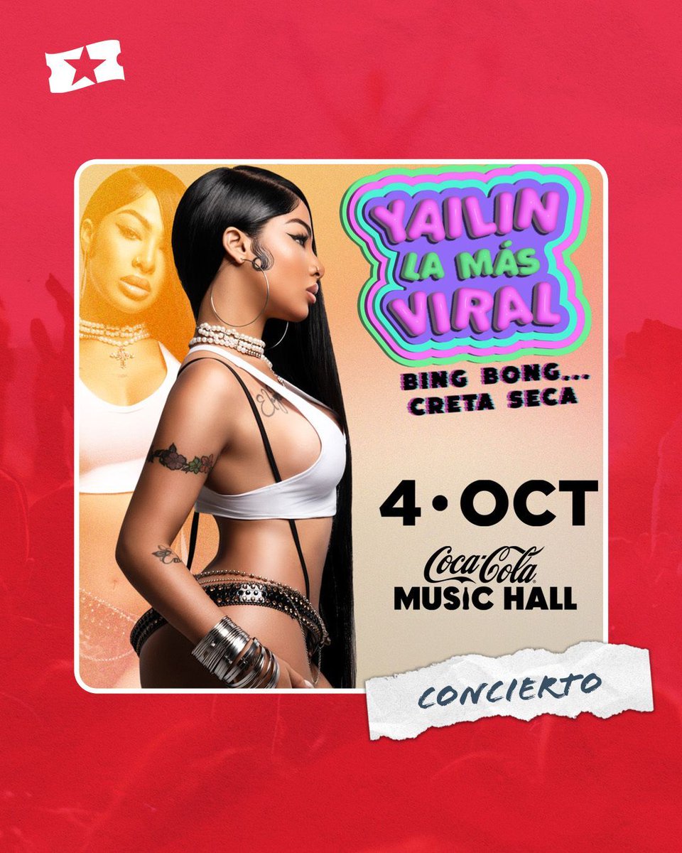 No te pierdas a Yailin La Más Viral por primera vez en Puerto Rico el 4 de octubre en el Coca-Cola Music Hall. 🔥🎤🎶 Consigue tus boletos HOY en #Ticketera. 🎟️