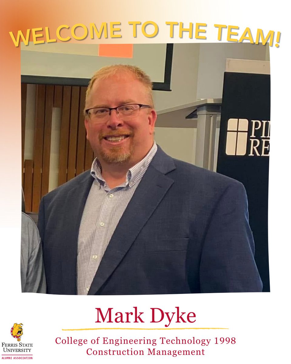 Excited to welcome Mark Dyke, a College of Engineering Technology graduate, to the Alumni Board! Looking forward to all the great things ahead! 🐶

#FerrisForward #BeABulldog #FERR1S