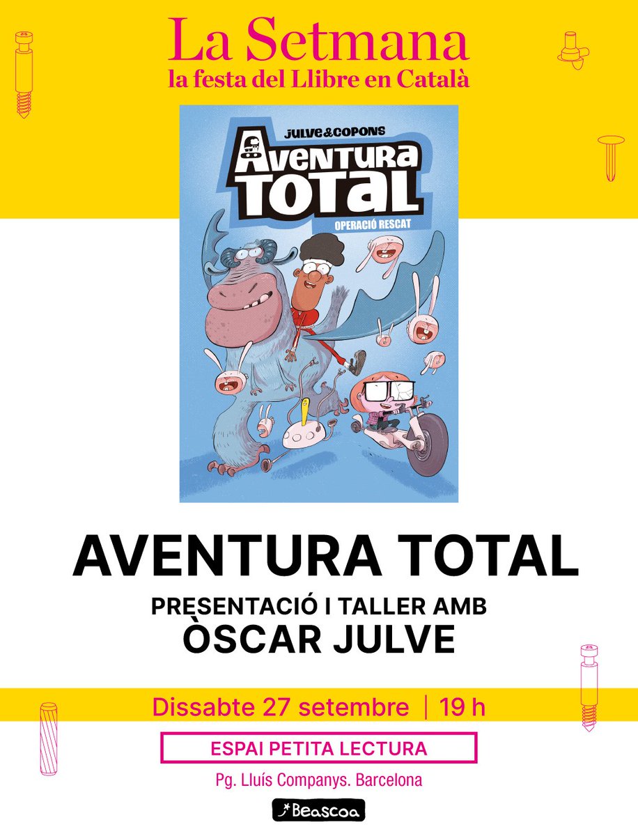 DEMÀ DISSABTE, a <a href="/LaSetmana/">La Setmana</a> del Llibre en Català:

📖 AVENTURA TOTAL
👥 Òscar Julve
📍 Escenari Petita Lectura
⏰ 19 h