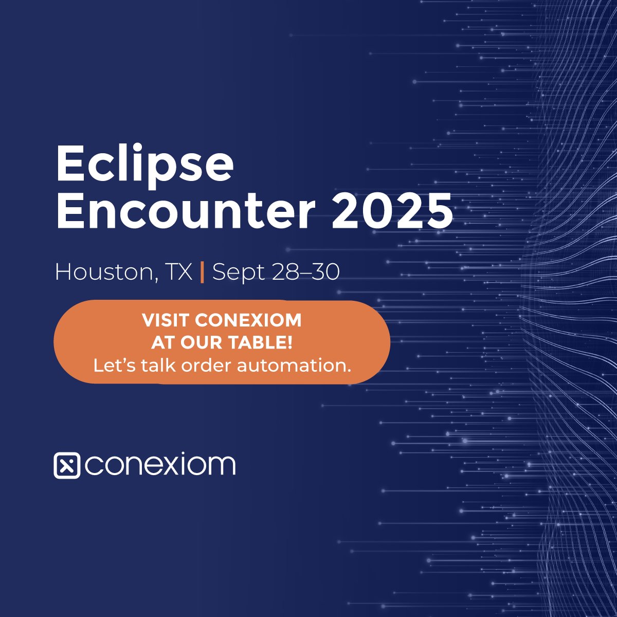ConexiomAI's tweet image. Just two days until Eclipse Encounter begins! If you’re attending, swing by our table #59 to learn how Conexiom helps automate order processing without changing how your team works.
#EclipseUsers #HoustonTech #OrderToCash