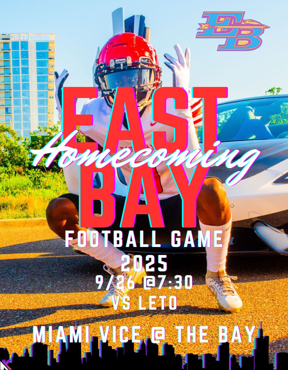 It’s Homecoming Season Bay Nation‼️‼️

Catch your #bayboyz at the Bay for the 2025 Homecoming Football Game where they will play against the Leto Falcons 9/26❗️

#homecoming #hoco #baymade #onetribe