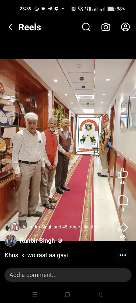 आज अलायंस प्रतिनिधिमंडल की डीजी <a href="/BSF_India/">BSF</a> एवं वार्ब चैयरमेन श्री दलजीत सिंह चौधरी जी से विशेष मुद्दों पर मुलाकात हुई

। 1.रिटायर्ड सीएपीएफ के सदस्य को मरणोपरांत आखरी सलामी/ सम्मान किसी भी नजदीकी बल की यूनिट द्वारा दिया जाए।
2. सीएपीएफ कैंप्स में एसोसिएशन के आफिस स्थापित किए जाएं