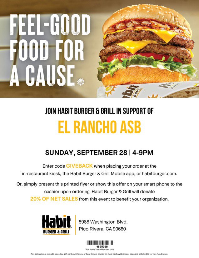 Dons don’t forget to use code GIVEBACK this Sunday at the habit  #elrancho