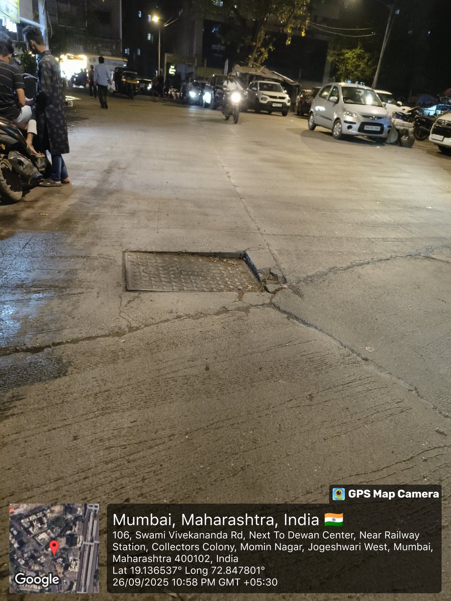 mazharabkhan's tweet image. @mybmc @mybmcWardKW
 Manhole cover broken opposite Hotel Stay Inn Jogeshwari West Station Road near Momin Nagar
Kindly repair/replace urgently to avoid accidents.@mybmcSWM 
@mybmcInfra @AmboliPS @MTPHereToHelp @naeembadu39 @momingujarat @sayedgulam @chunekar_ganesh @TheFactNgo