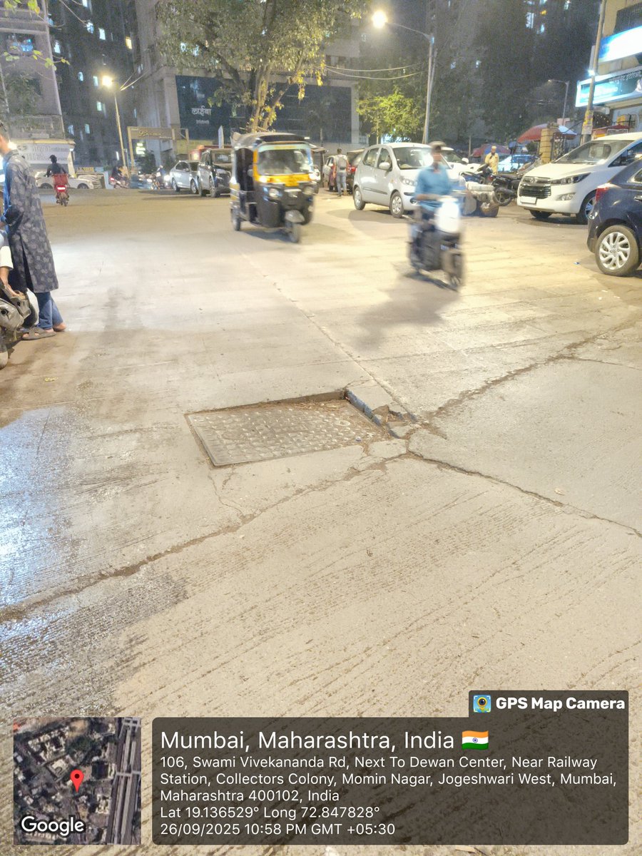 mazharabkhan's tweet image. @mybmc @mybmcWardKW
 Manhole cover broken opposite Hotel Stay Inn Jogeshwari West Station Road near Momin Nagar
Kindly repair/replace urgently to avoid accidents.@mybmcSWM 
@mybmcInfra @AmboliPS @MTPHereToHelp @naeembadu39 @momingujarat @sayedgulam @chunekar_ganesh @TheFactNgo