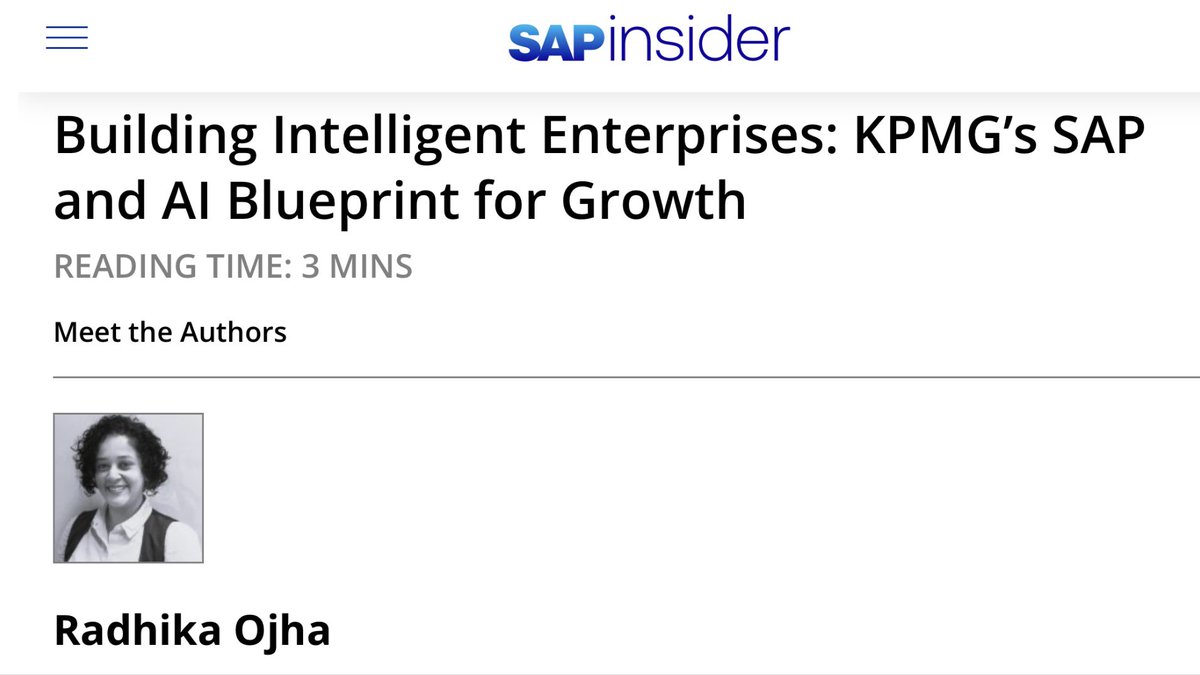 atsapanoglou's tweet image. Building Intelligent Enterprises: KPMG’s SAP and AI Blueprint for Growth
sapinsider.org/map/building-i…

#SAP #AI #SAPBusinessAI
