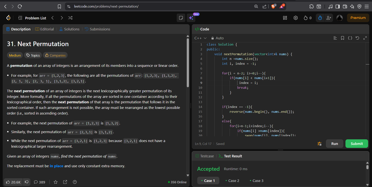 codewithGenZ's tweet image. Day 85🚀: #100daysofcode : #GeeksforGeeks
Today i solved problem on #Leetcode
-Next Permutation (Med.)
#Cpp_language #100daysofchallenge #codinglife #LearnInPublic #learnprogramming #programmer #coder #CodingJourney #codewithGenZ #BuildYourself #Hackathon #Genius #ProblemSolving