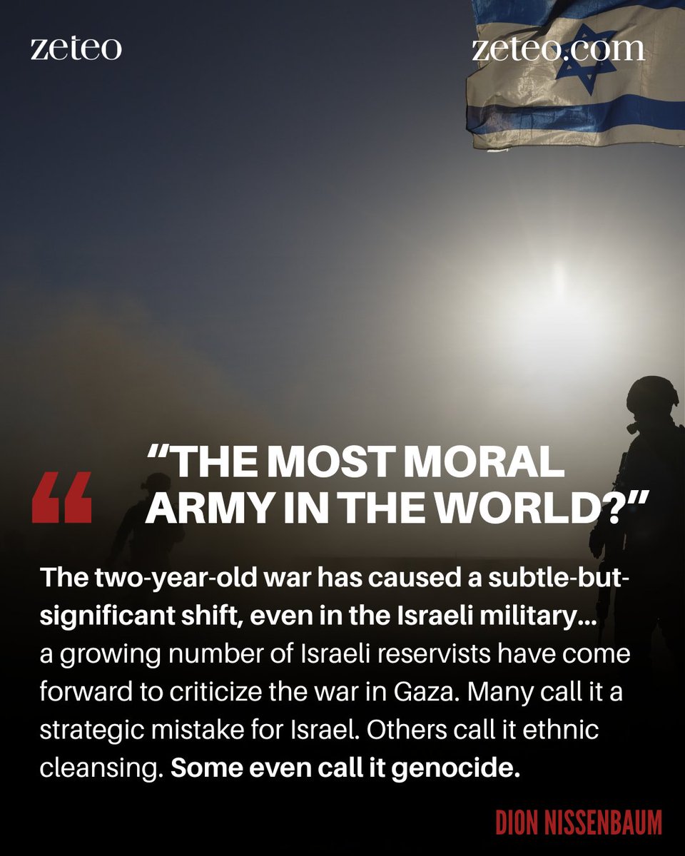 Even the Israeli military’s most public defenders are refusing to stand behind the claim that Israel has “the most moral army in the world.” 

Israeli officials have surprisingly disavowed the motto — read <a href="/DionNissenbaum/">Dion Nissenbaum</a>'s full article. Link in replies.