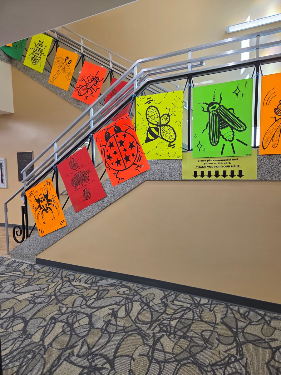 ConnLibrary's tweet image. 🎨 Bright, bold, and briefly here!
These neon poster artworks lit up Conn Library’s stairwell as part of this week’s Art Walk — and we snapped pics just before they disappeared.
Hope you caught them in person!
#ArtWalk #connlibrary #waynestatecollege #librarylife #popupart