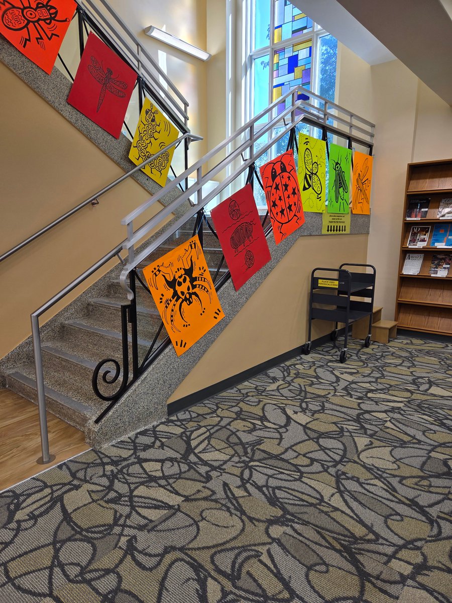 ConnLibrary's tweet image. 🎨 Bright, bold, and briefly here!
These neon poster artworks lit up Conn Library’s stairwell as part of this week’s Art Walk — and we snapped pics just before they disappeared.
Hope you caught them in person!
#ArtWalk #connlibrary #waynestatecollege #librarylife #popupart